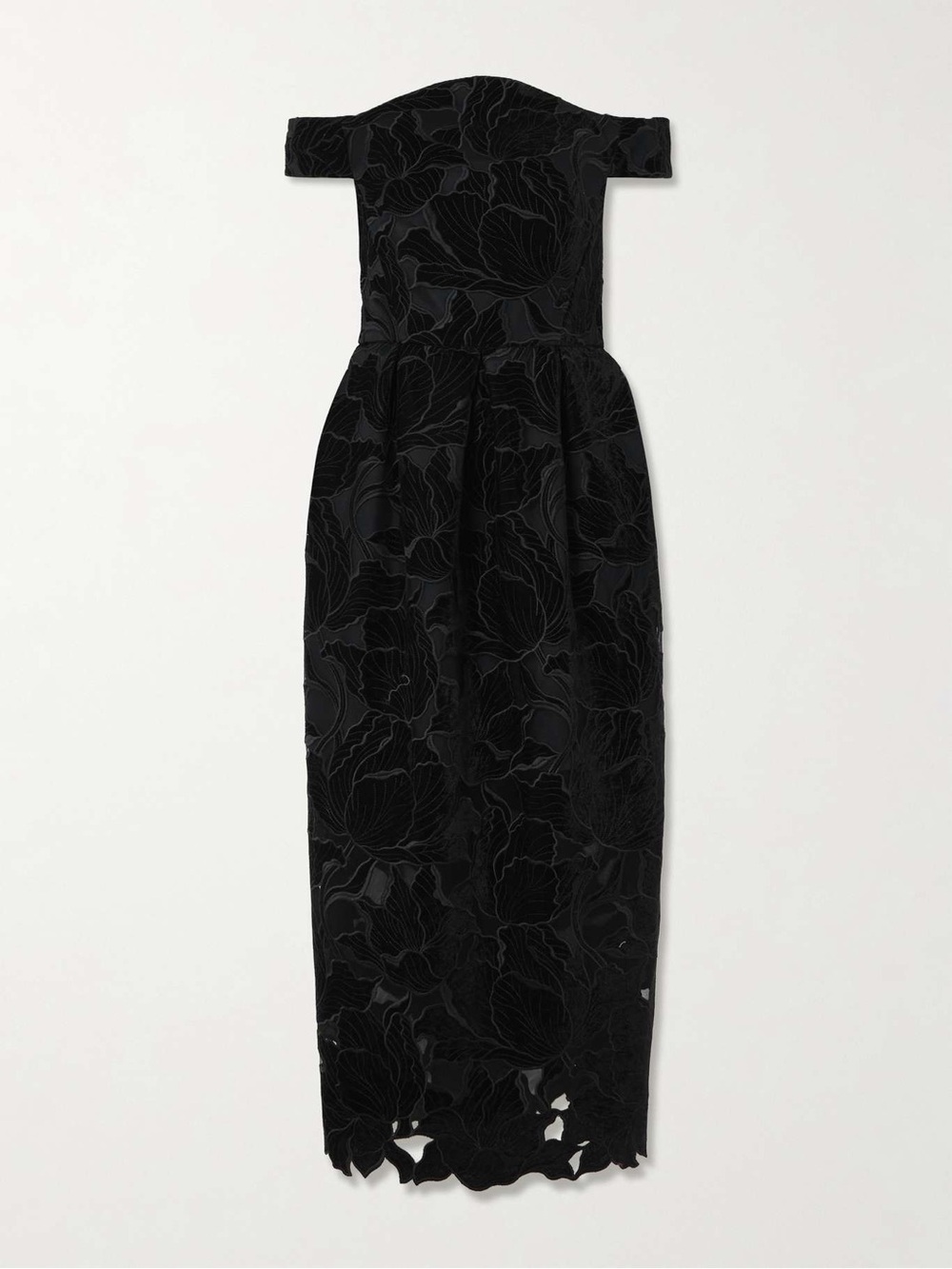 ERDEM Embroidered Velvet & Tulle Off Shoulder Midi Dress NWT size 6